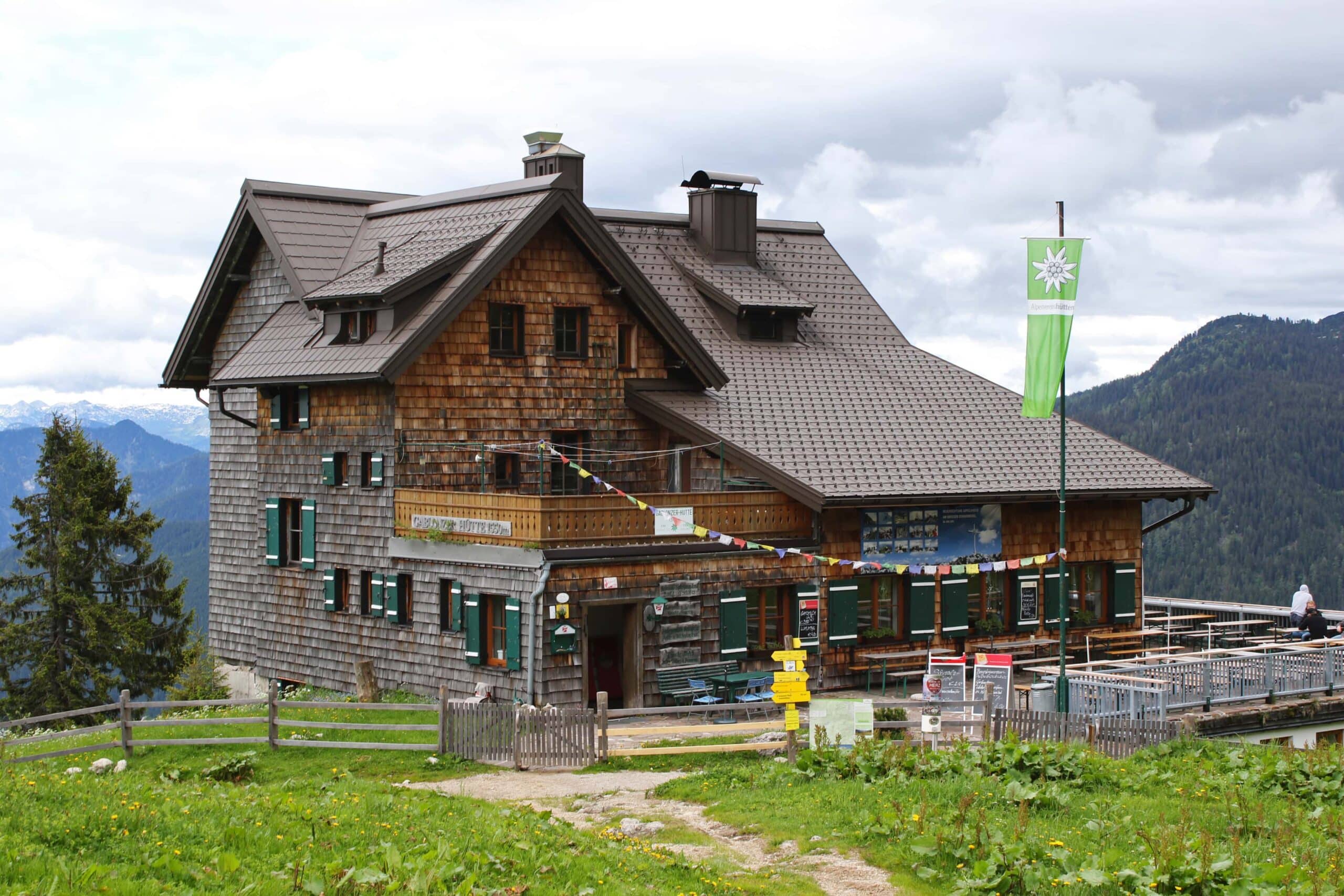 Gablonzer Hütte at the top of the cable car from Lake Gosau