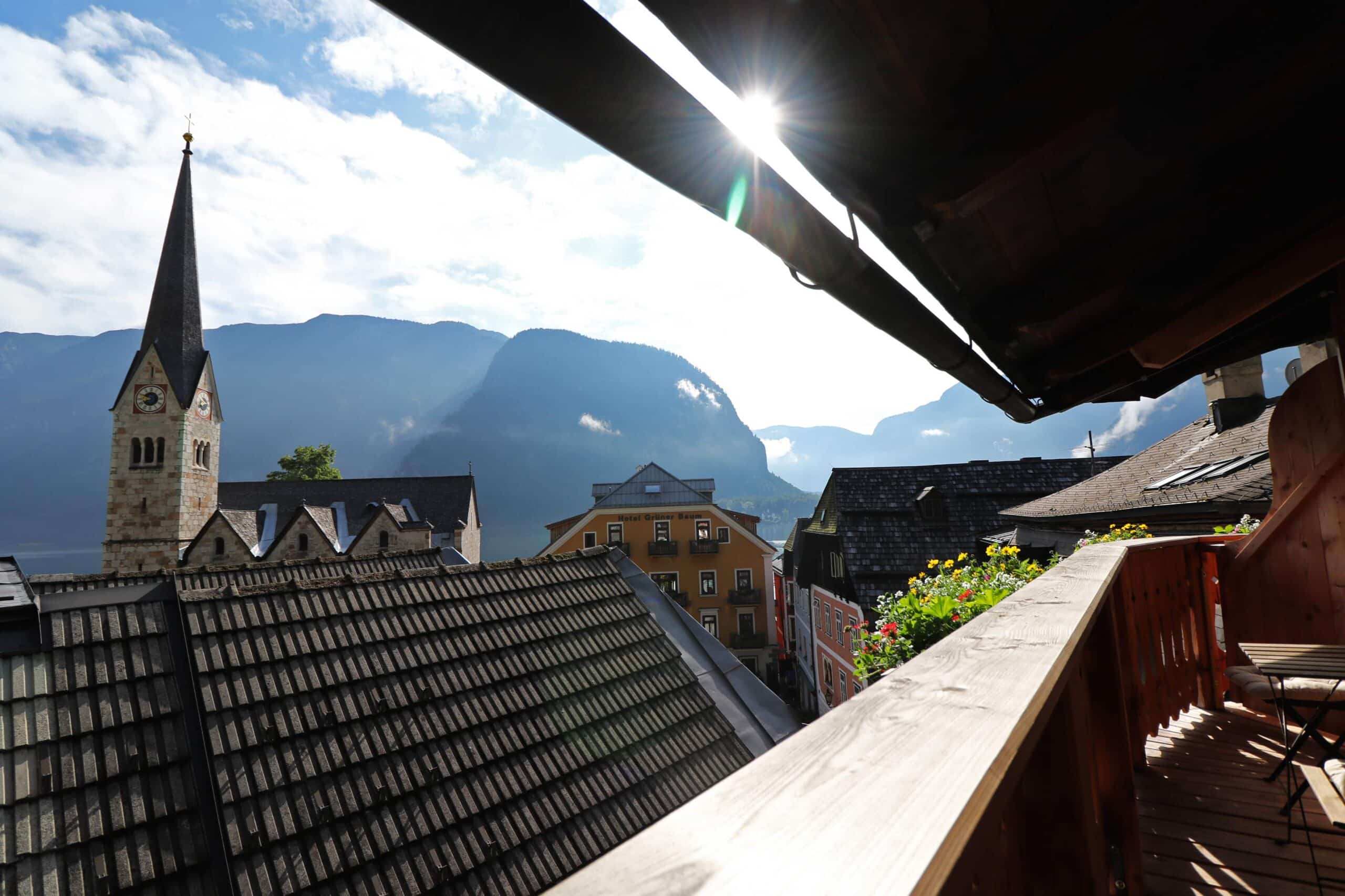 Balcony views from our hotel room at the Seewirt Zauner