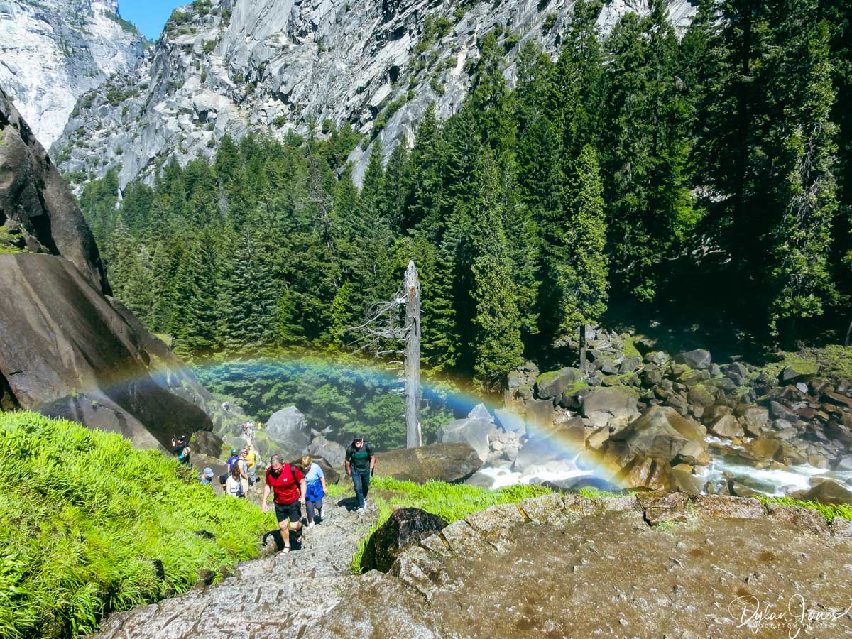The Mist of the Mist Trail creating a rainbow