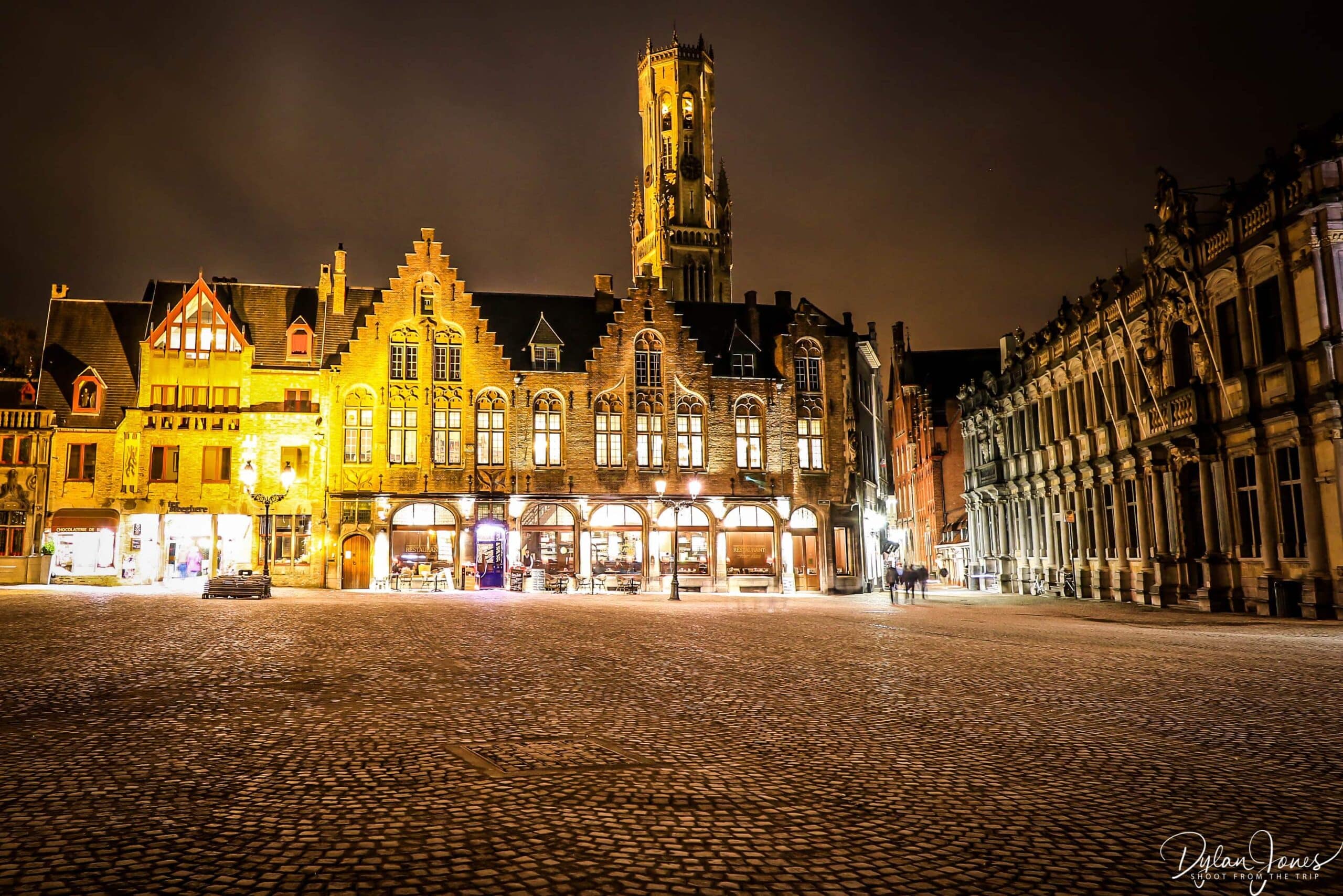Burg Square at night on a Bruges walking tour