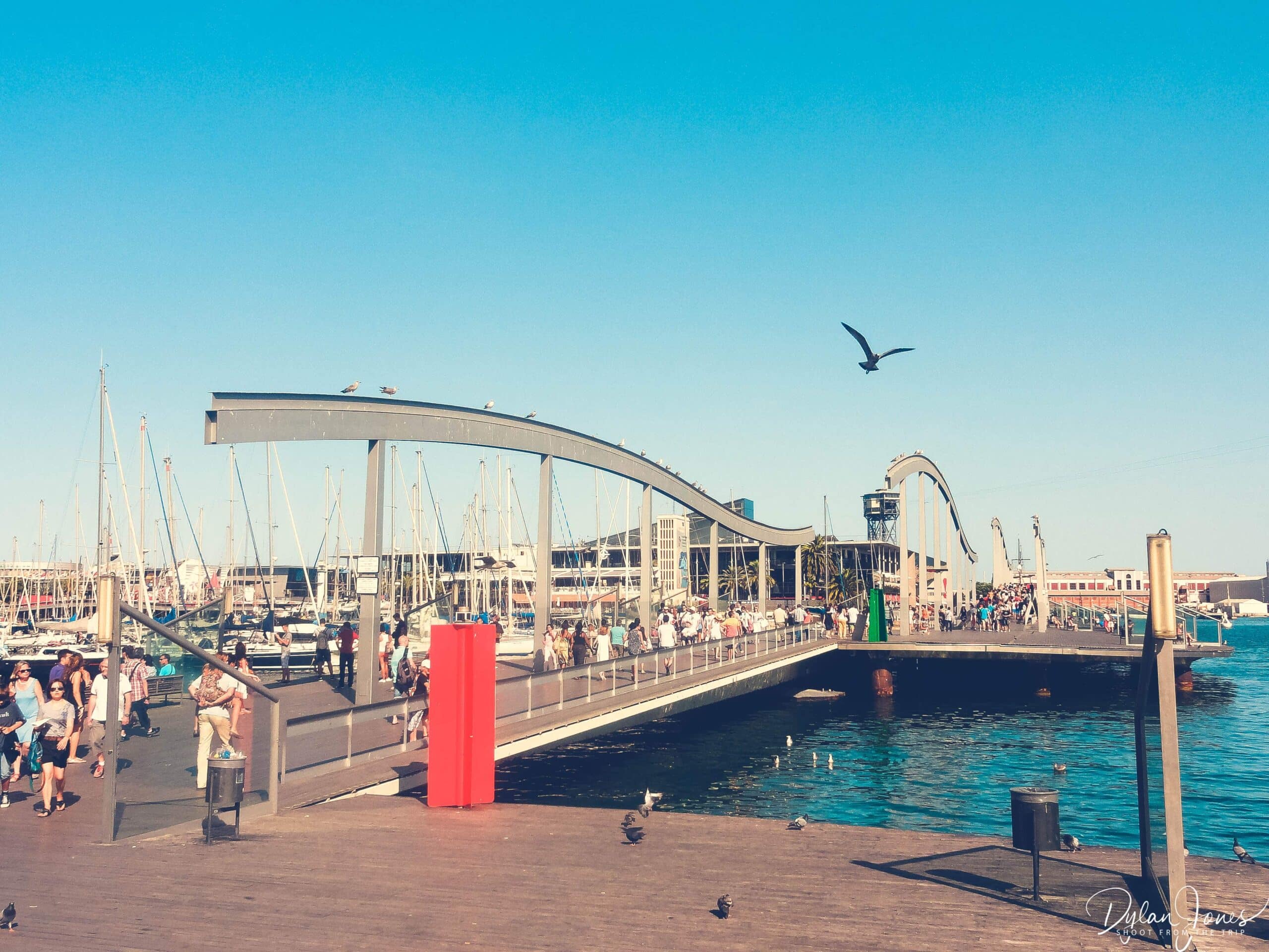Rambla de Mar bridge across to Port Vell, Barcelona highlights