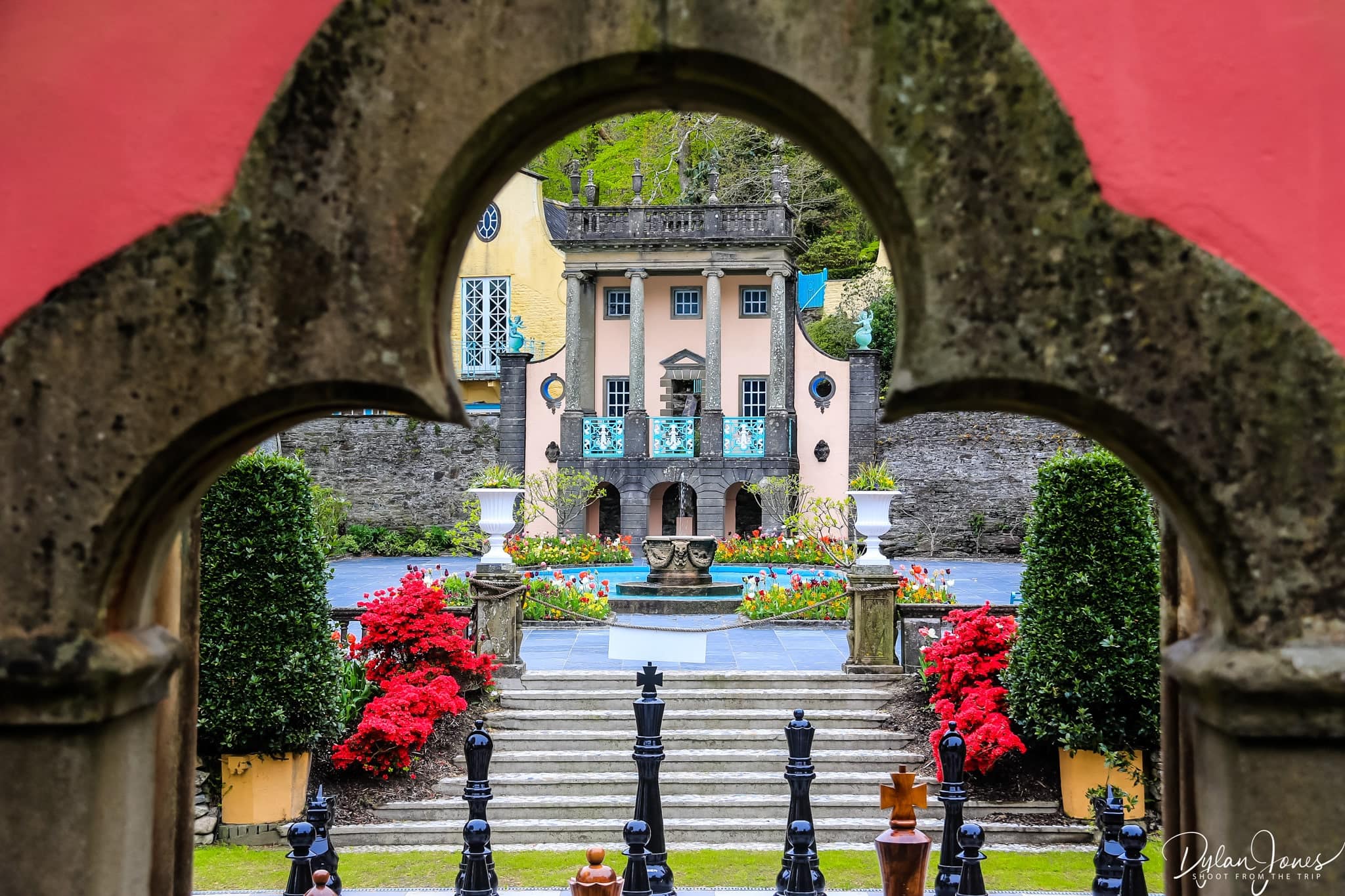 A perfectly framed shot of the piazza at Portmeirion Village