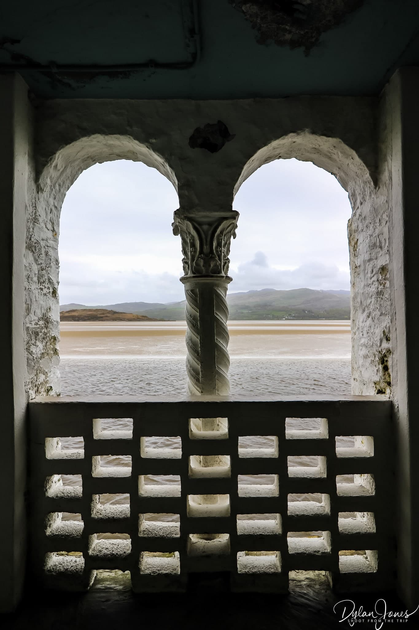 A view through an opening of the dwyryd estuary and mountains beyond