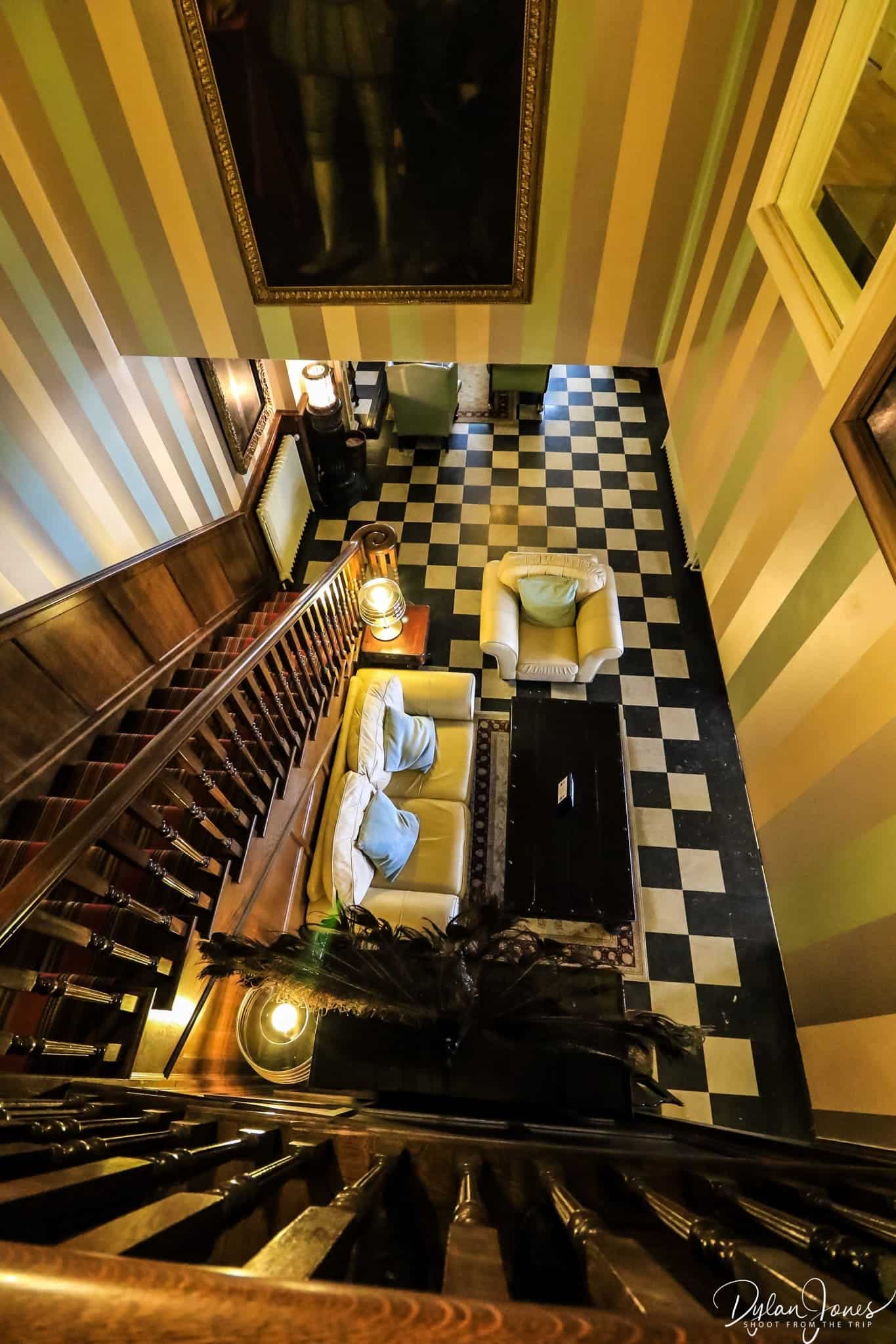 The eighteenth century staircase at the Portmeirion Hotel