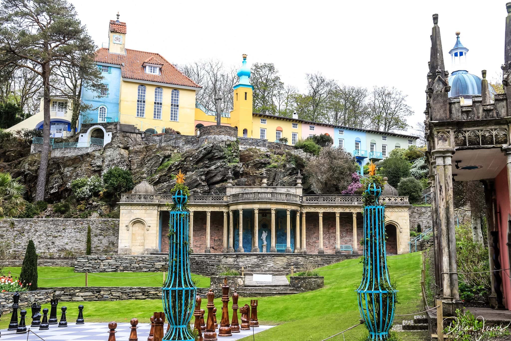 The main Piazza at Portmeirion Village and the Bristol Colonnade