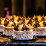 Chocolate and cake window display at meert in lille
