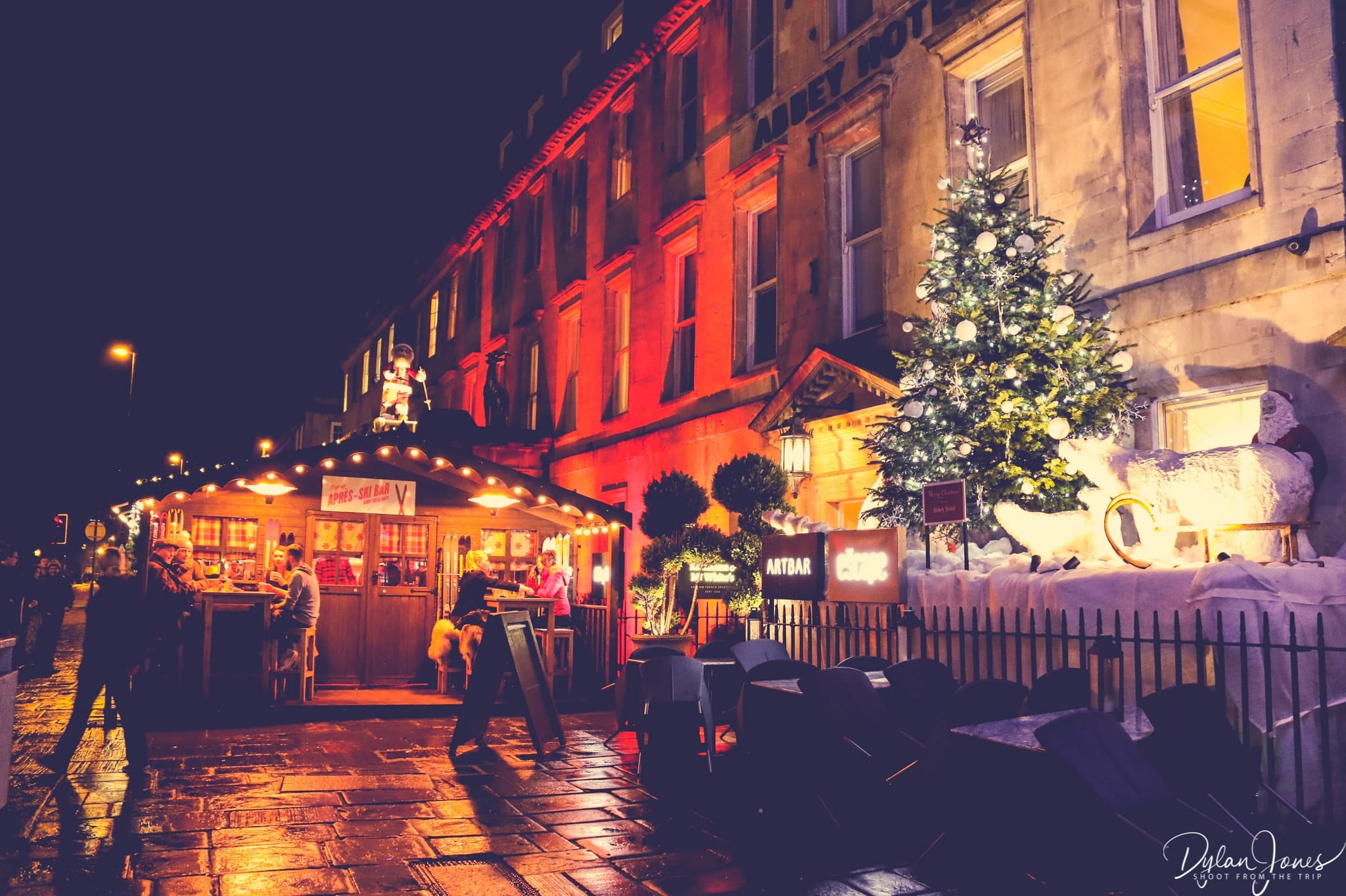 The Apres Ski-Bar outside of the Abbey Hotel set up for the Bath Christmas Market