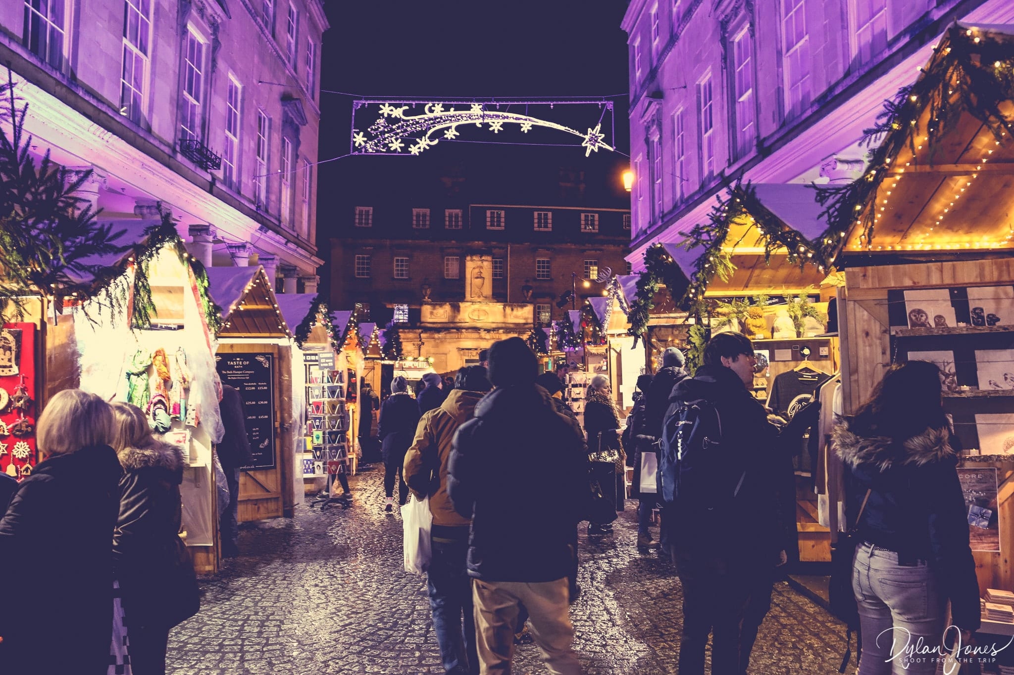 A view down Bath Street at the Bath Christmas Market