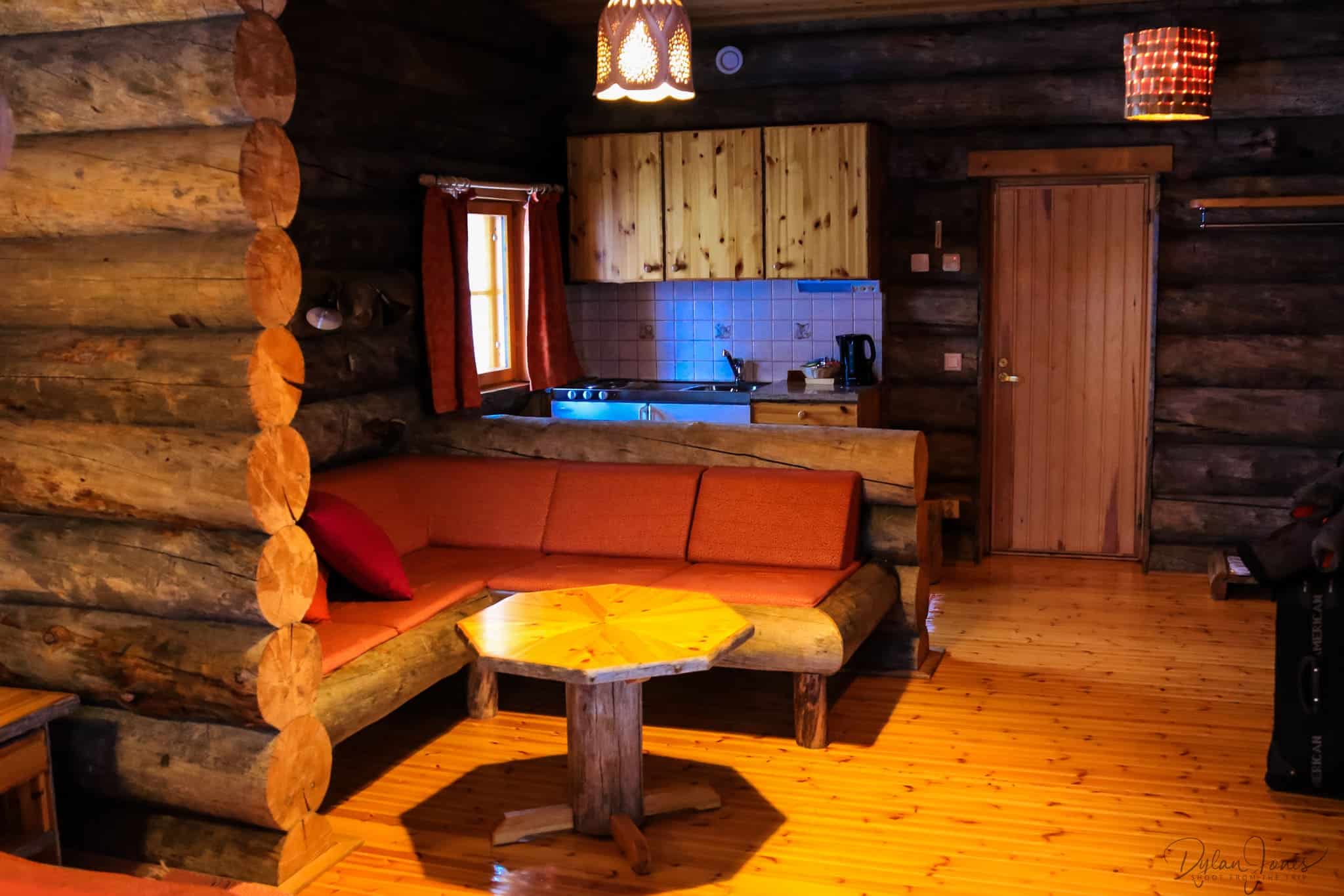 Kitchenette and Seating Area in Cabin 26 Kakslauttanen East Village