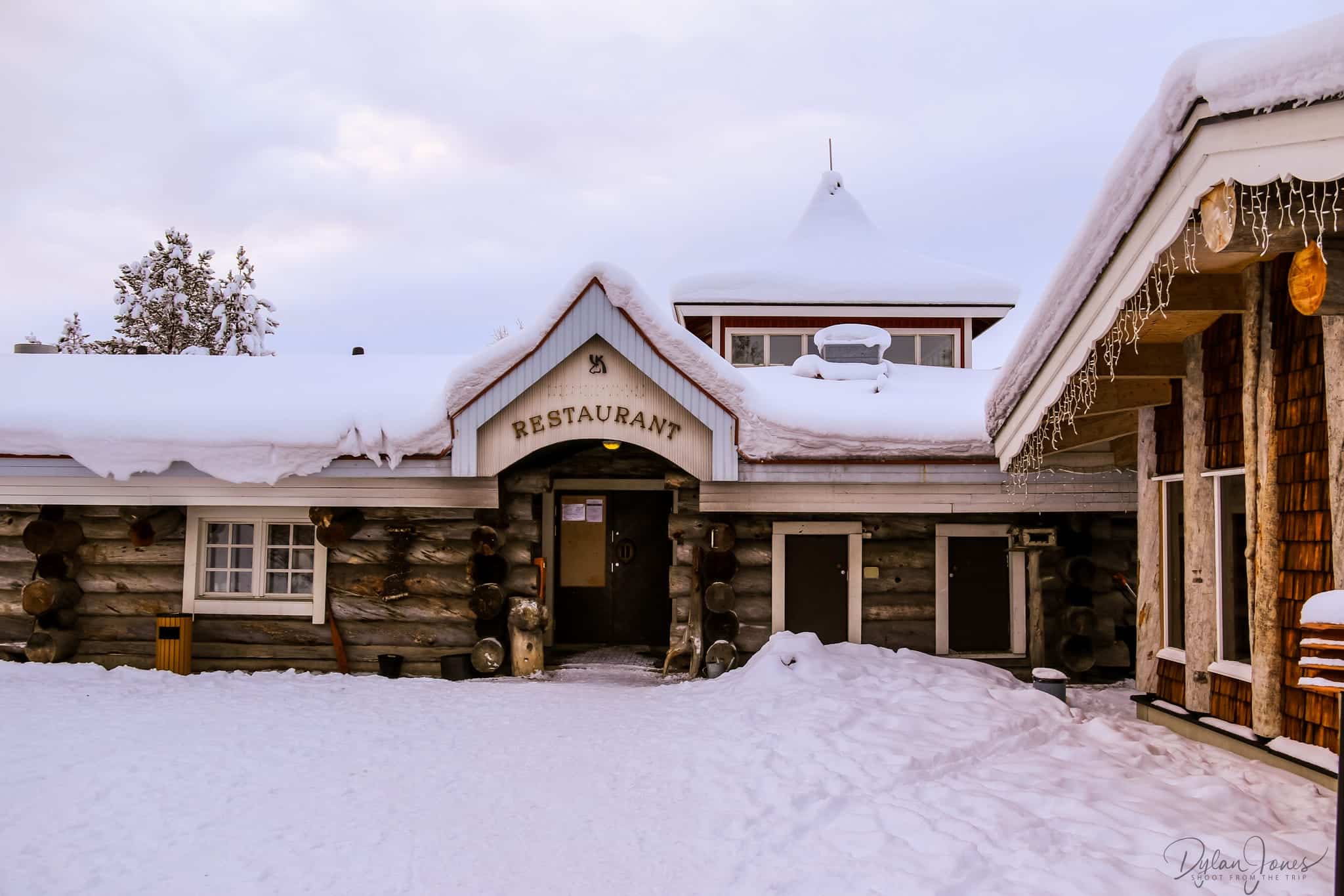 Exterior shot of the restaurant building at Kakslauttanen East Village