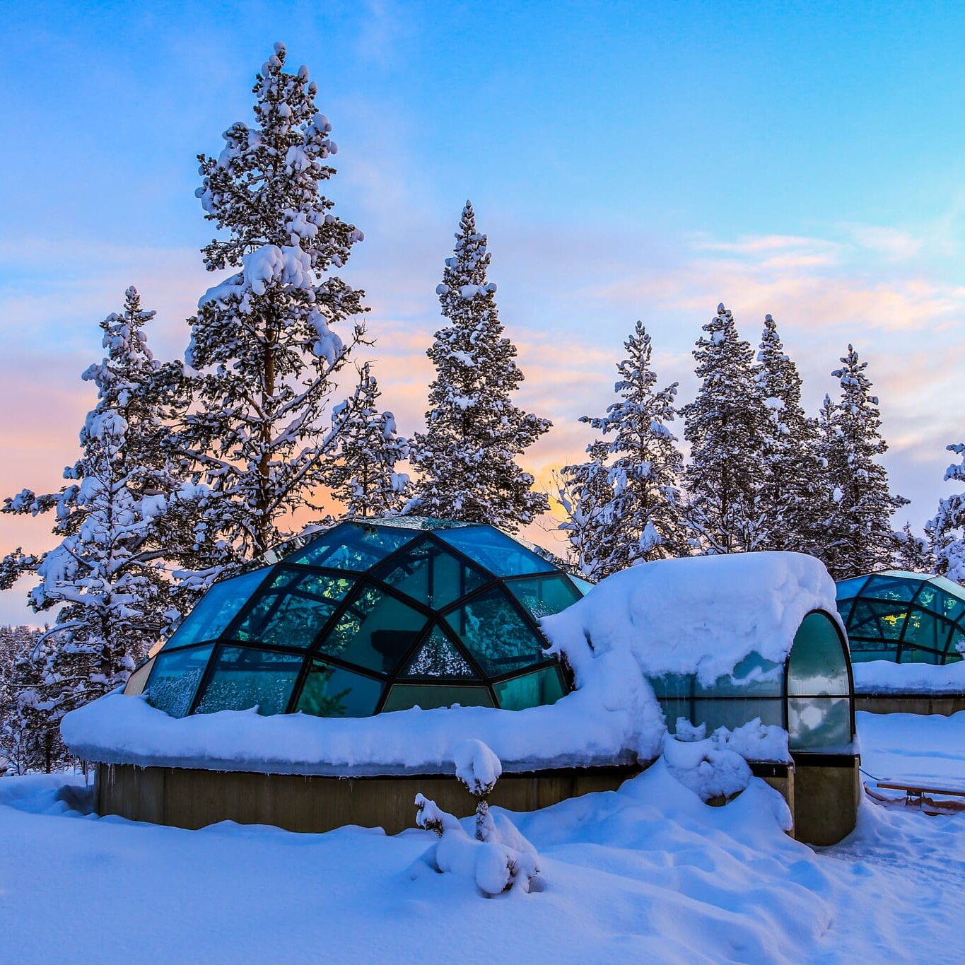External photo of Glass Igloo at Kakslauttanen Arctic Resort
