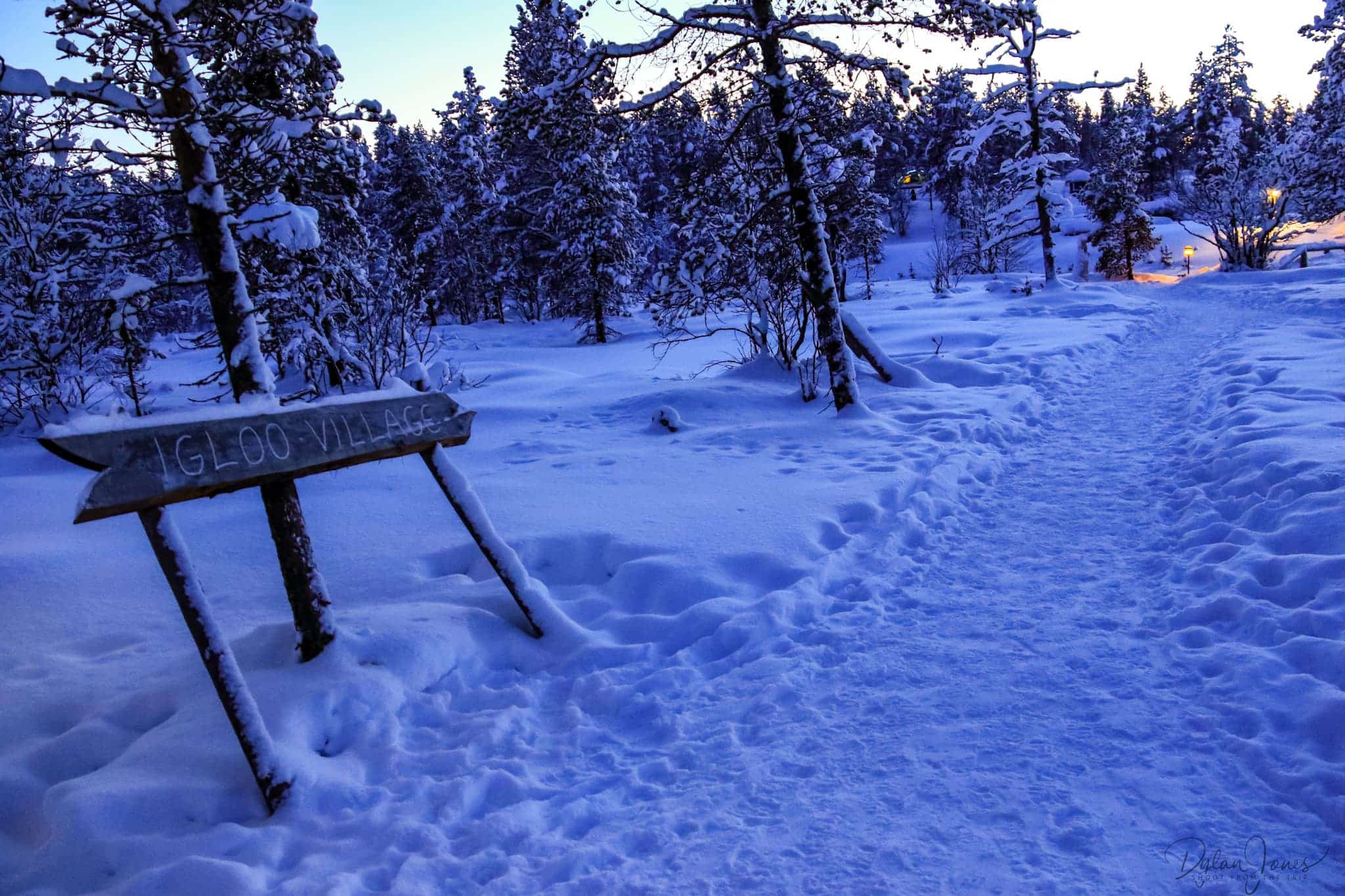 Pathway to the glass igloo village at Kakslauttanen East Village