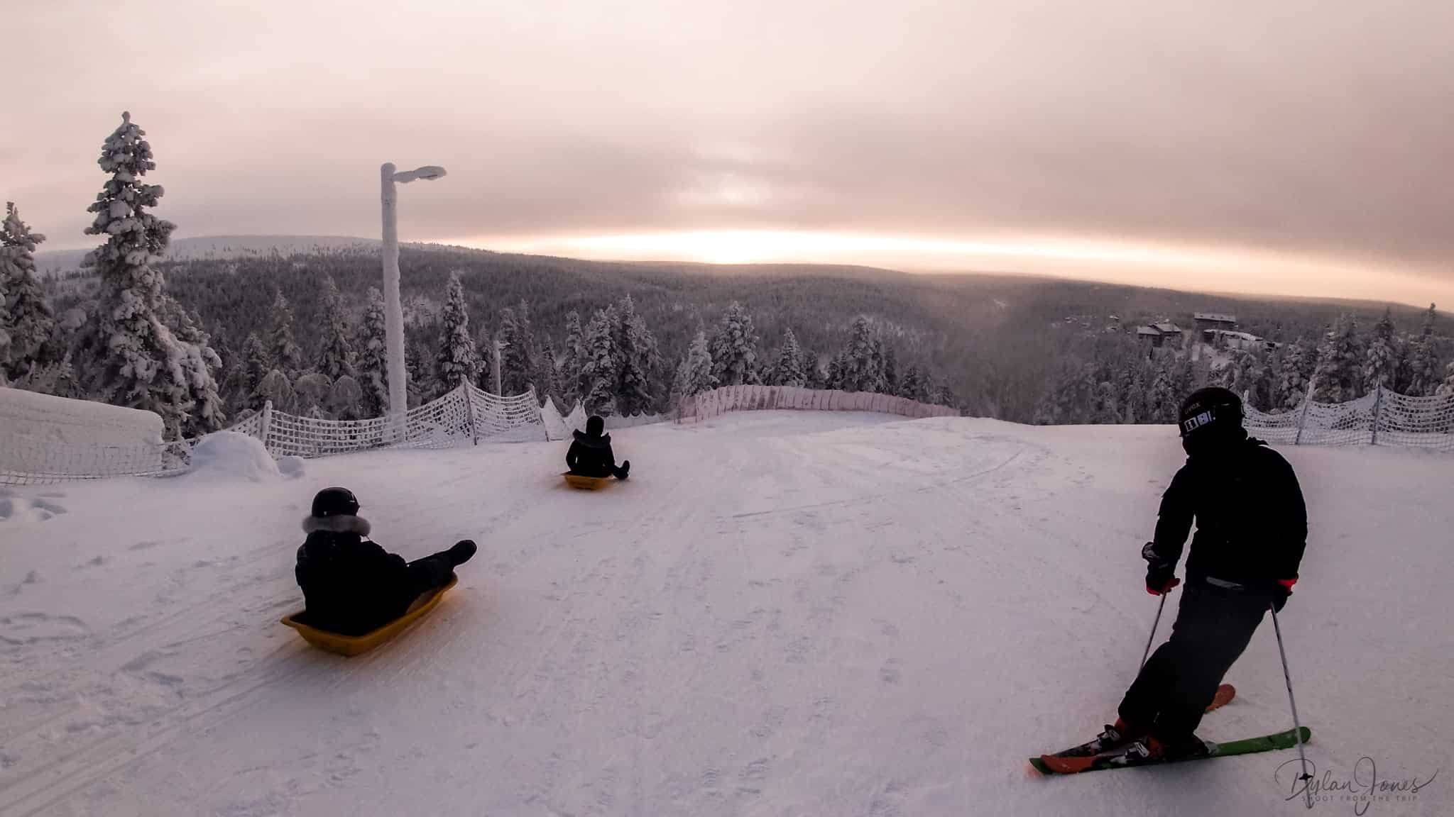 The splitting point of the Toboggan Run, Saariselkä Lapland
