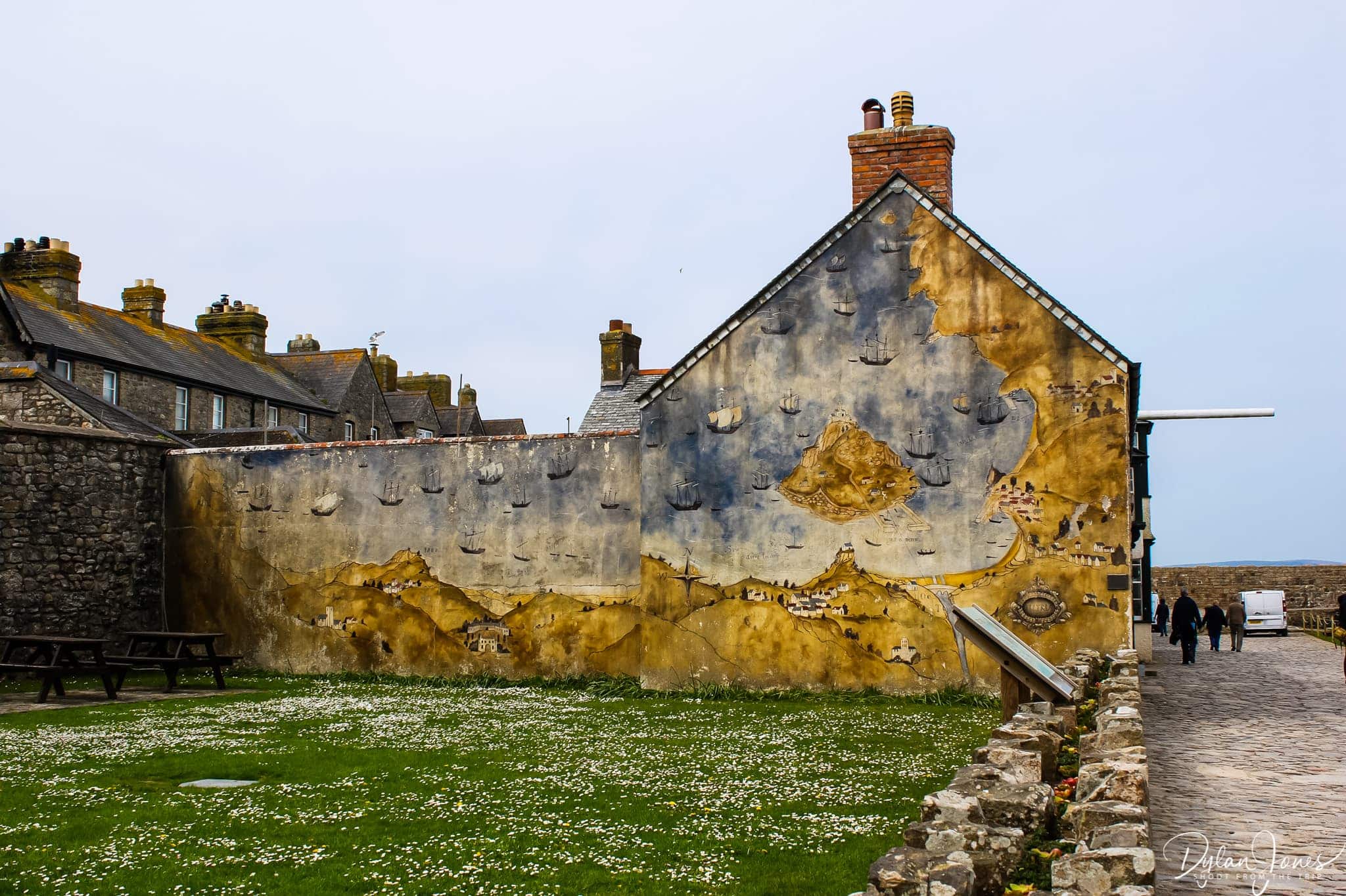 Artwork on the side of a building in the village of St. Michael's Mount, South Cornwall coast