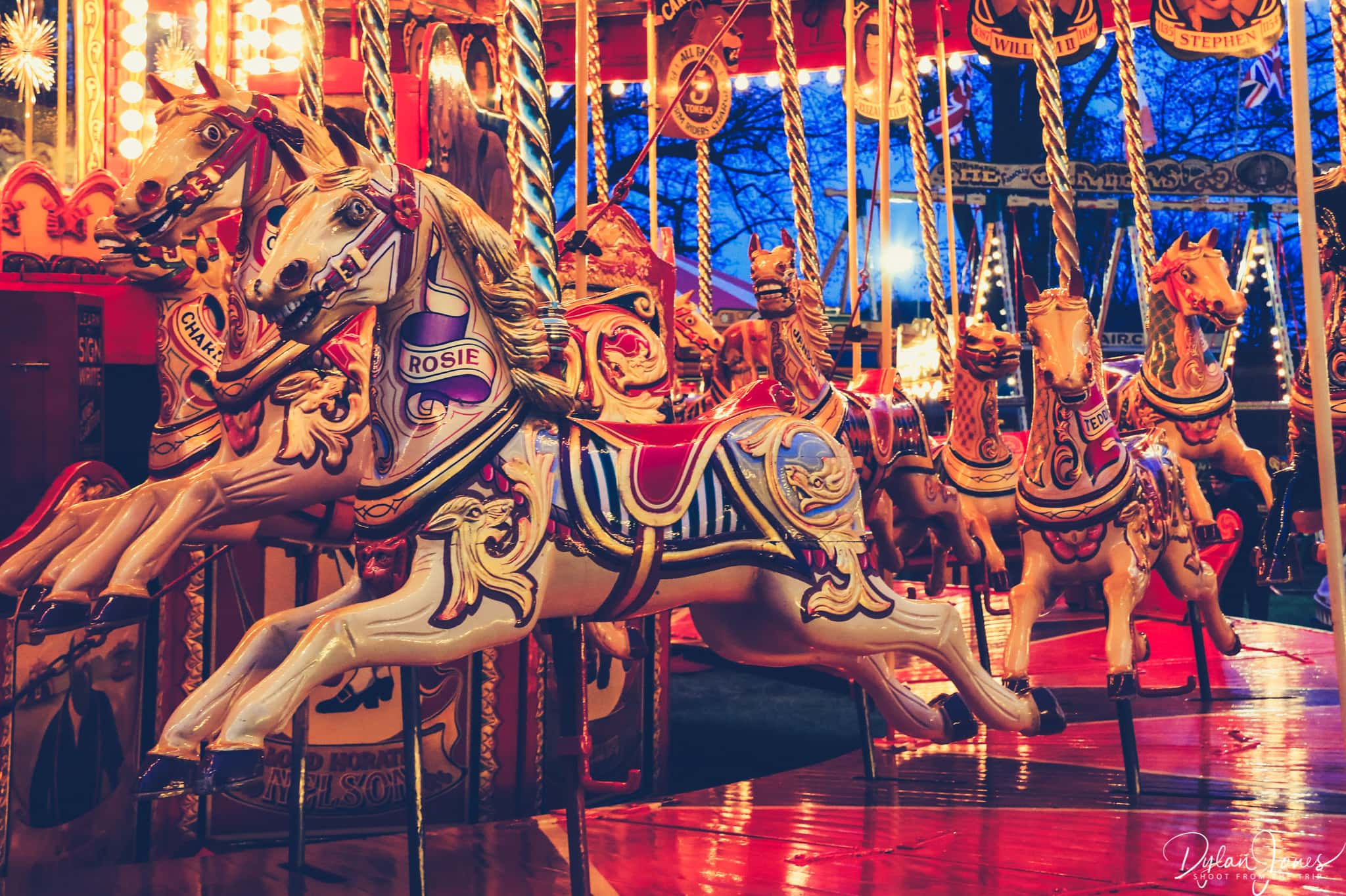 Hand painted horses of the Jubilee Steam Gallopers