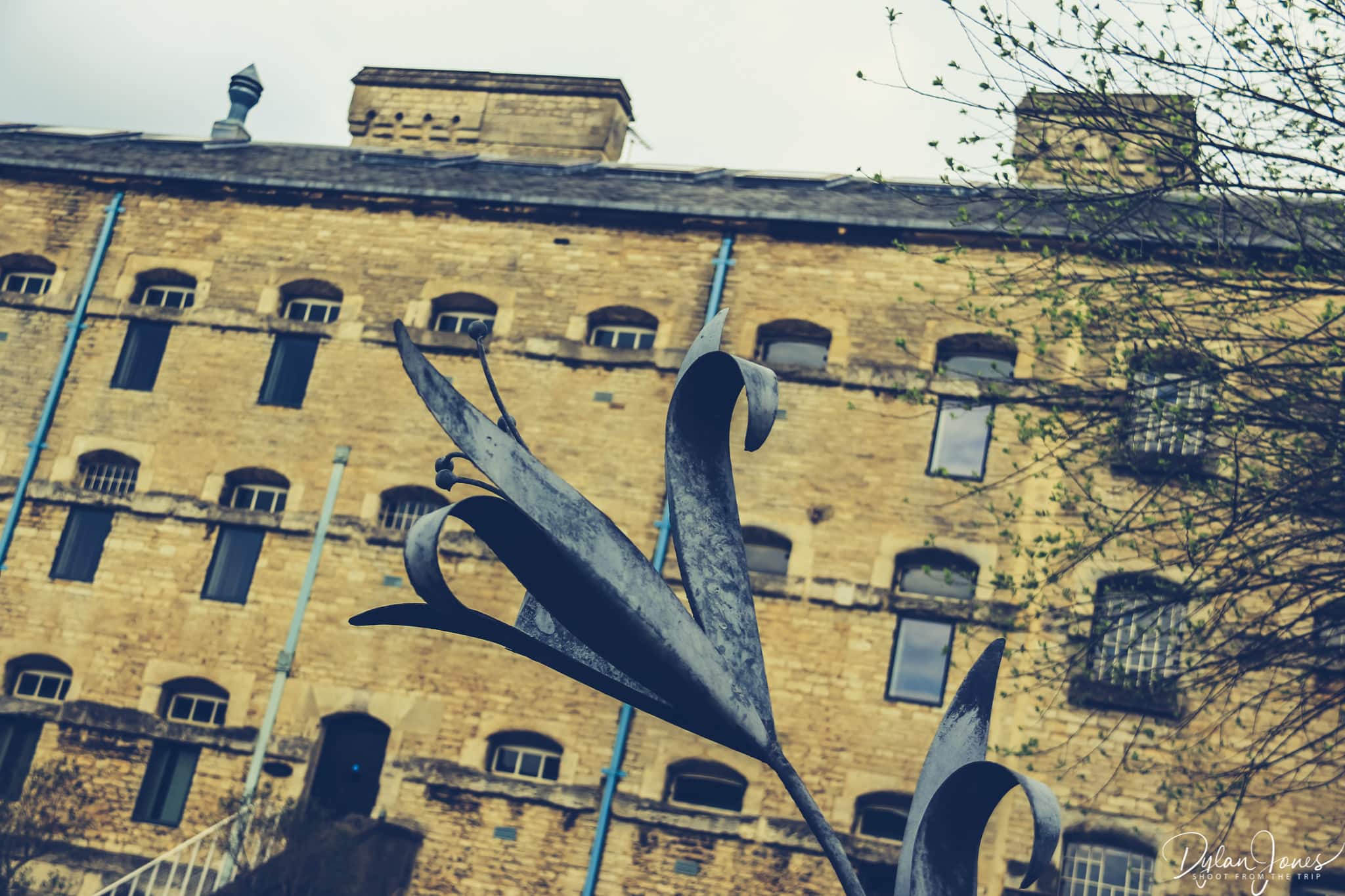 Looking up at the Oxford Prison building