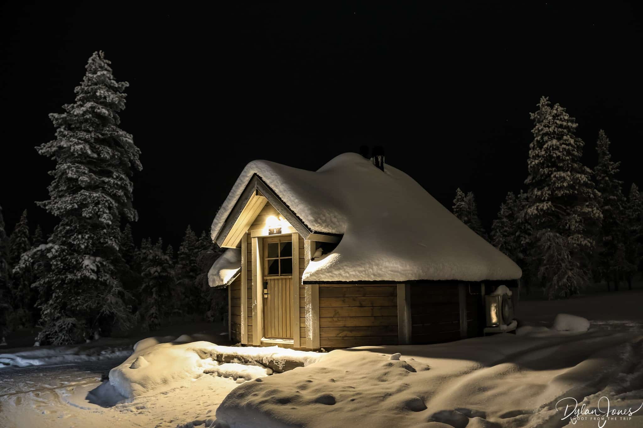 Aurora Cabin #1 at night