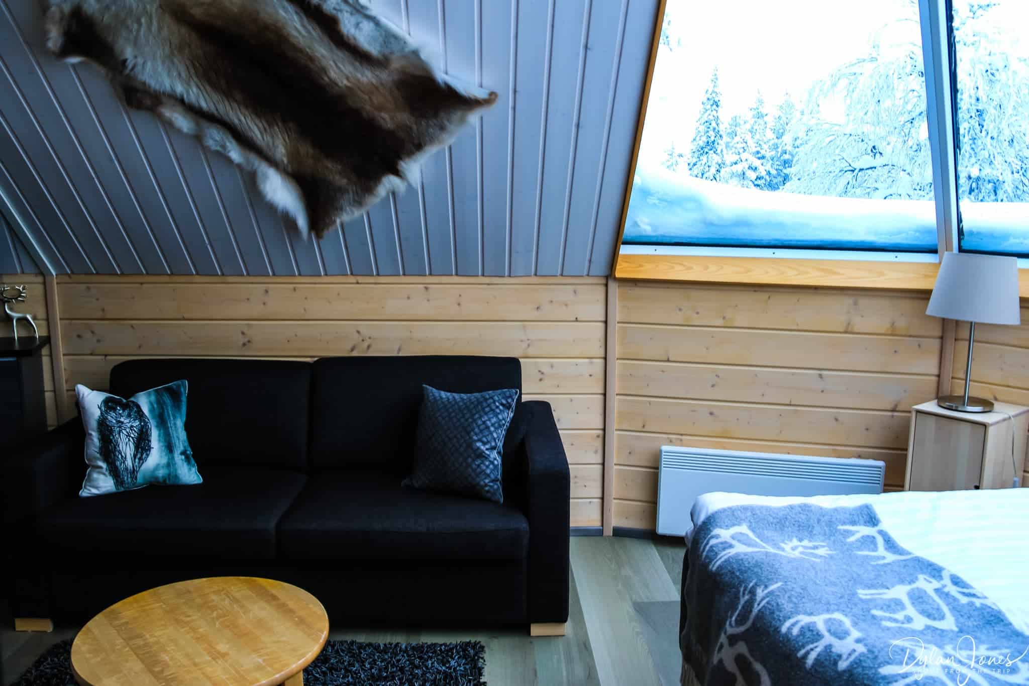 The seating area of the Aurora Cabin