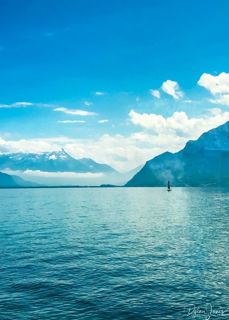 Beautiful train journey along Lake Geneva