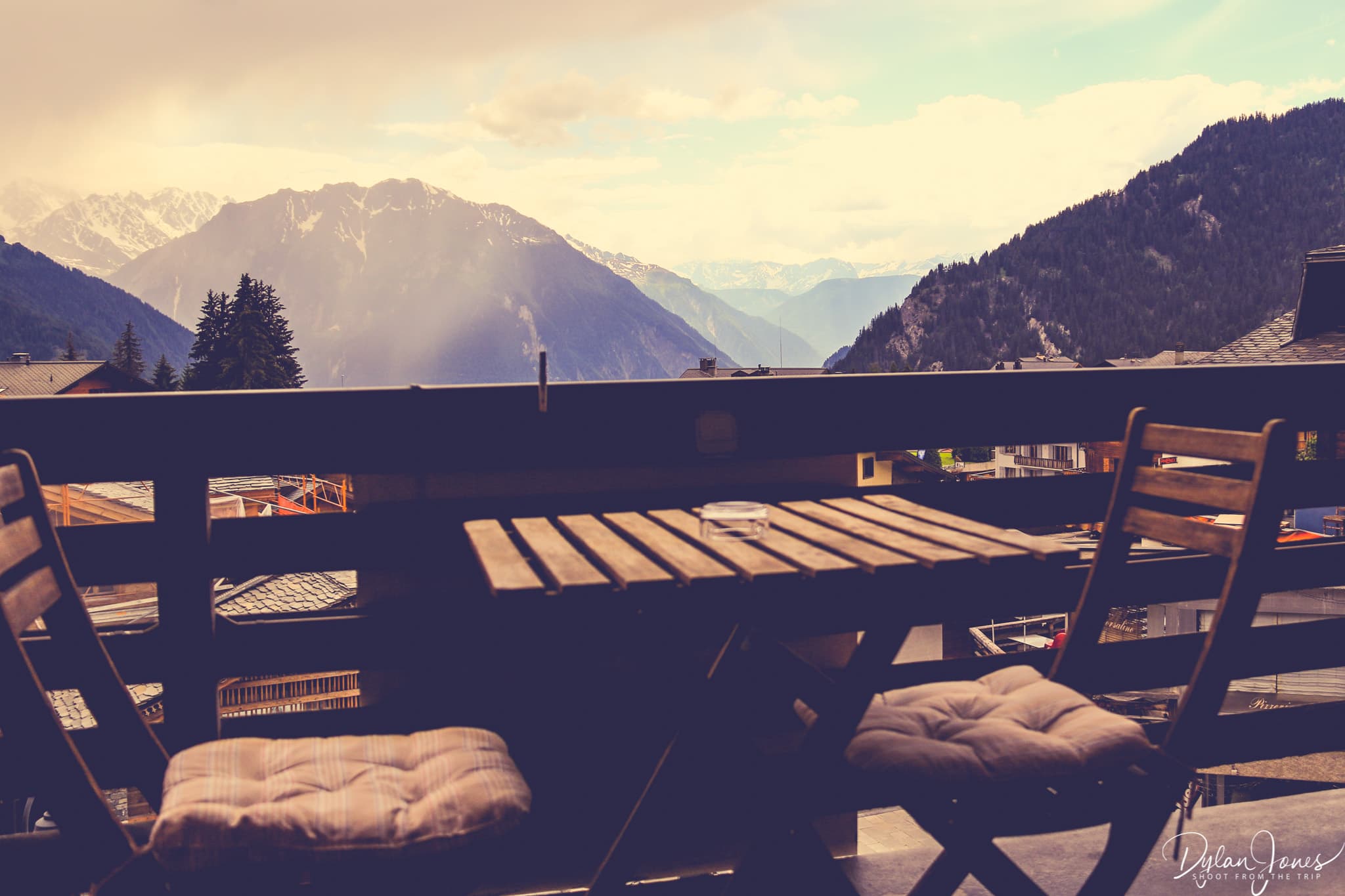 Mountain views from the balcony at Hotel Bristol Verbier
