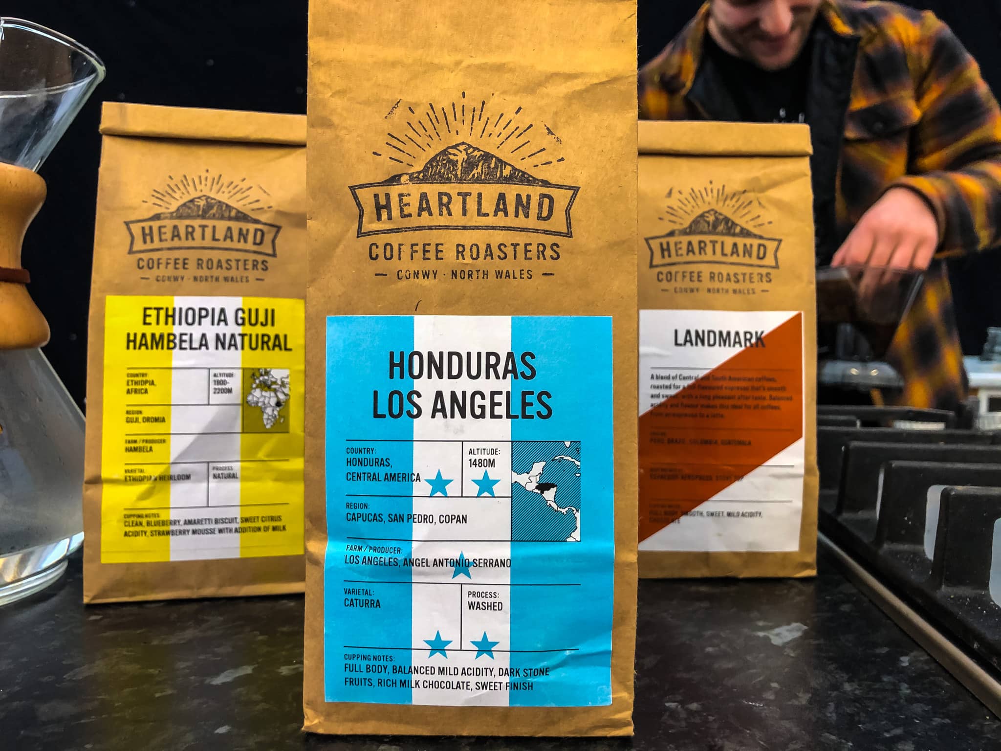 A range of coffee beans from Heartland Coffee Roasters