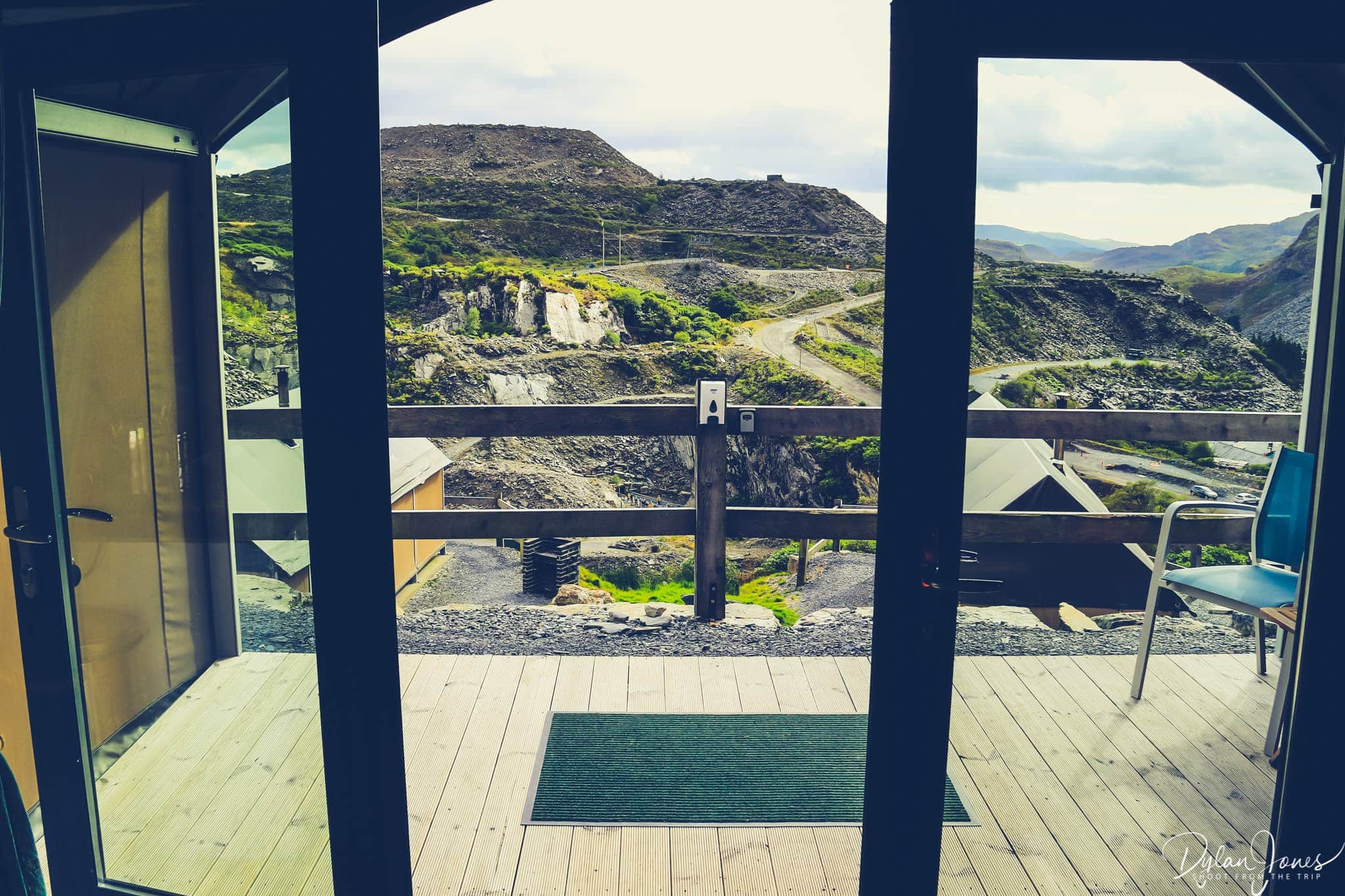 Looking out of the Safari Tent at Llechwedd
