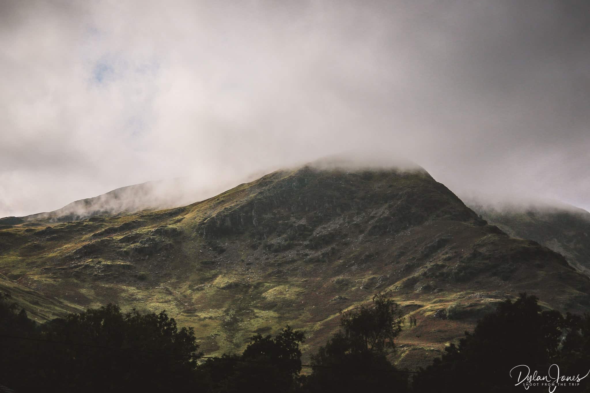 Mountains in the low cloud above Glenridding