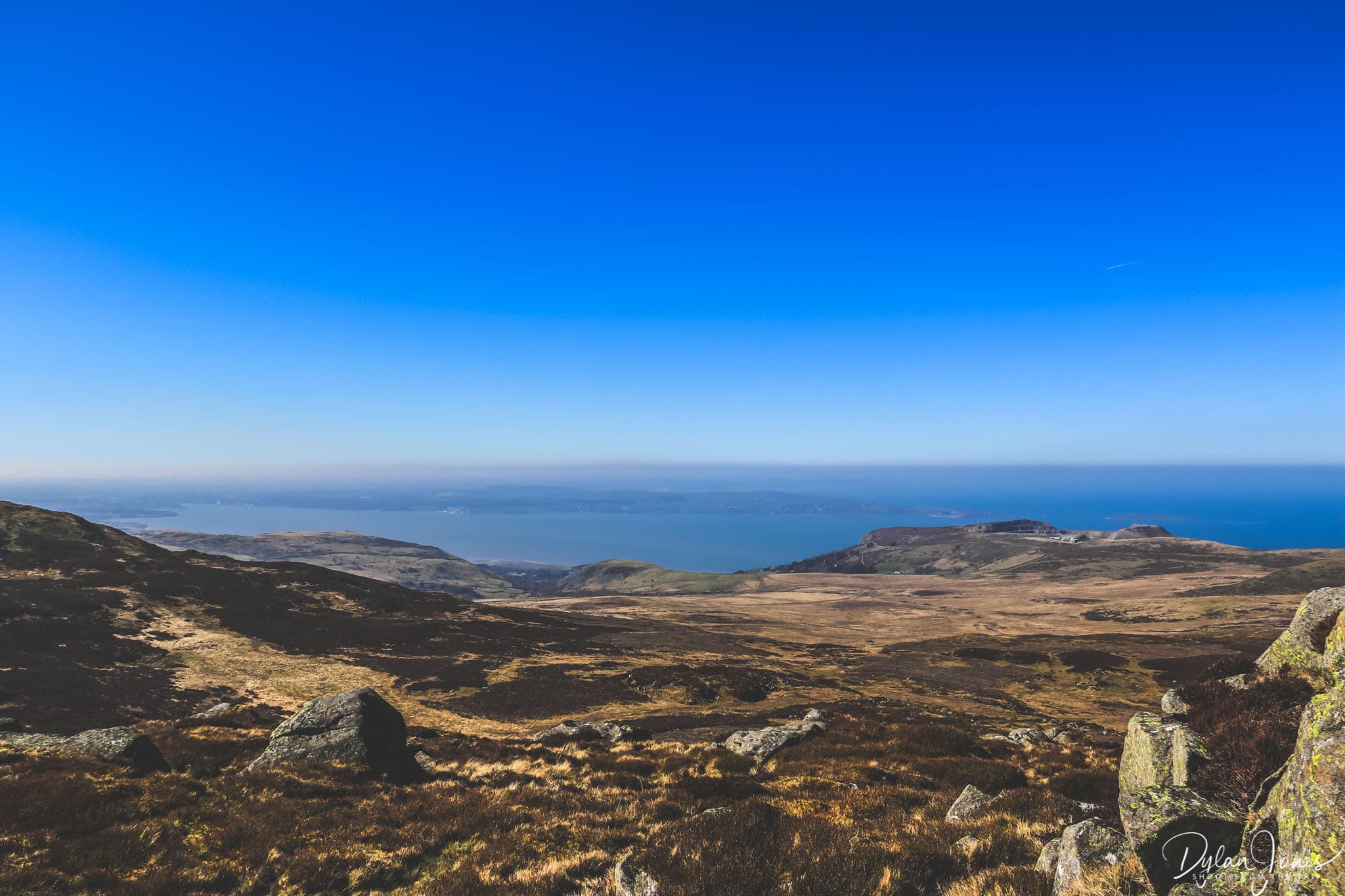 Views to Anglesey during the hike on Tal y Fan