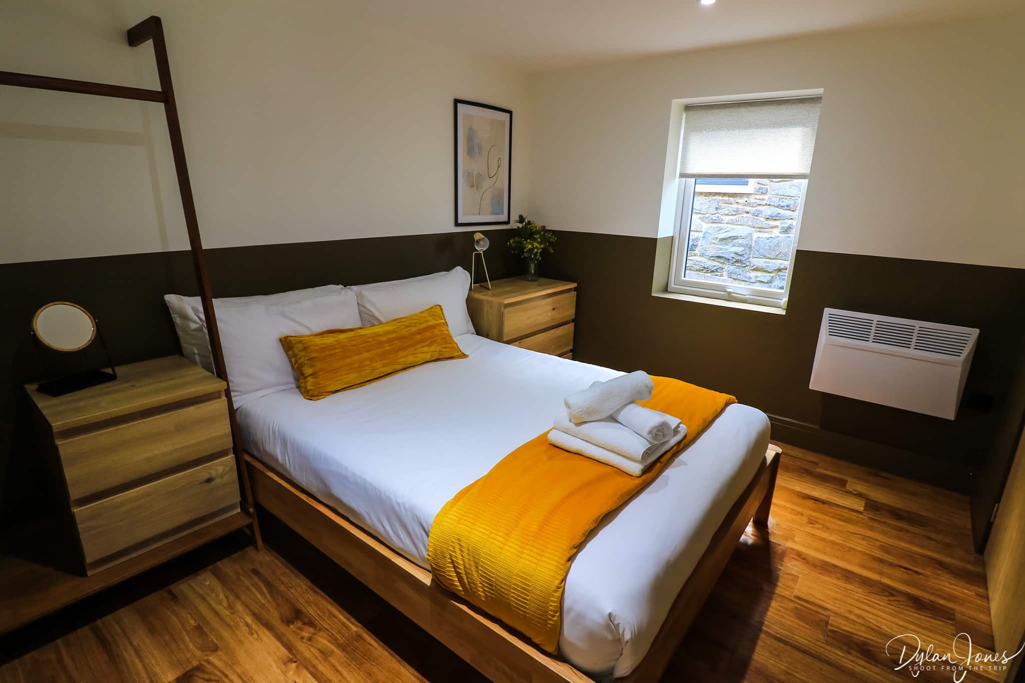 Bedroom overview of the luxury lodges in Snowdonia