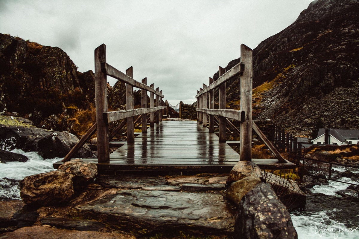 Wooden bridge at the end of the Cwm Idwal walk