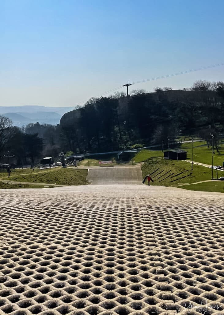 A view down the slope at Llandudno Snowsports Centre