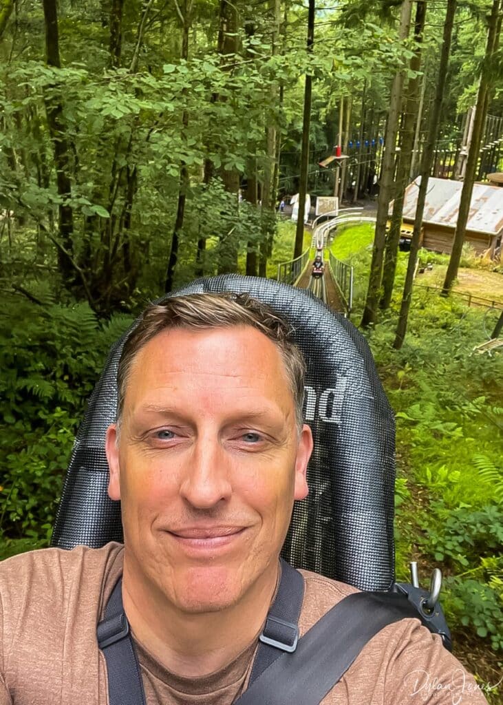 A selfie on the Fforest Coaster lift