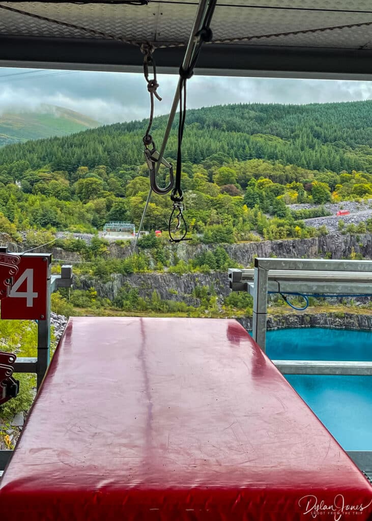 The starting platform of the smaller zip wire at Zip World Penrhyn Quarry