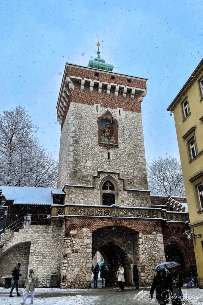 St. Florian's Gate, Krakow in winter