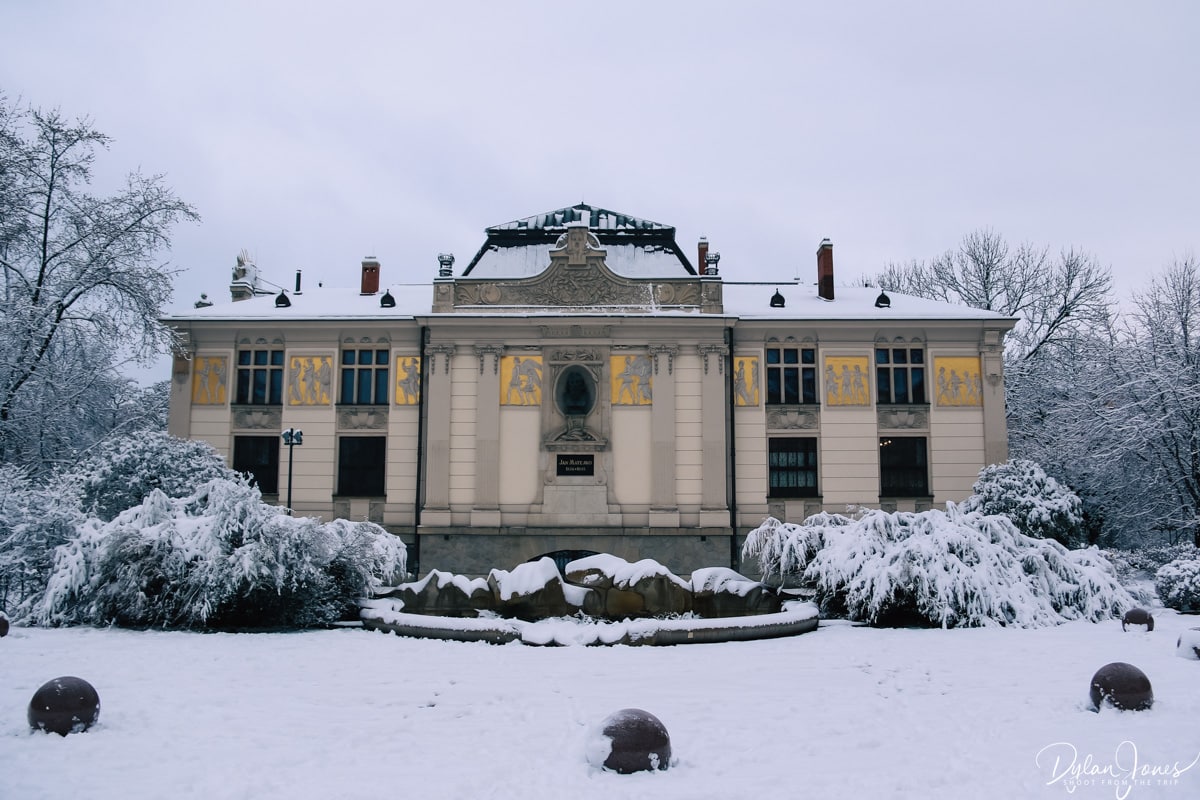Palace of Art building in Krakow in winter