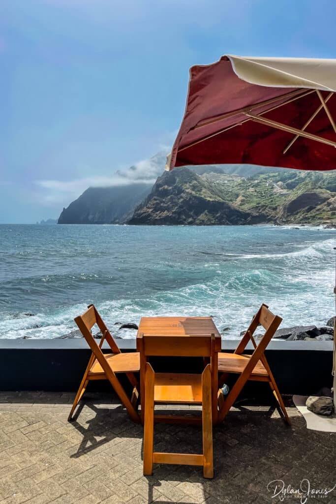 A table with a view at Porta da Cruz