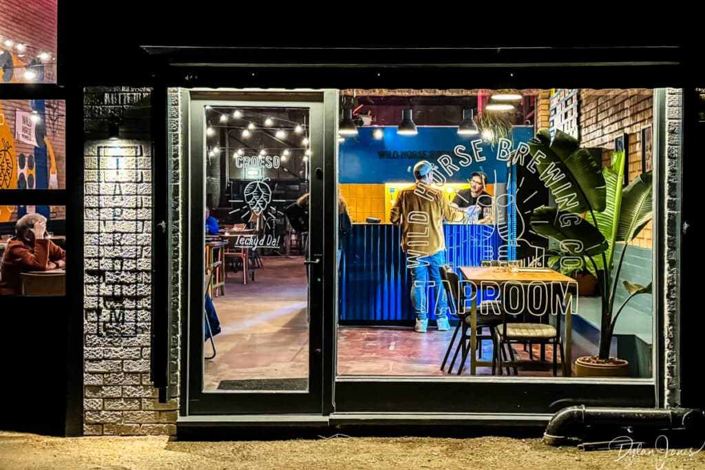 Wild Horse Taproom Llandudno exterior shot at night