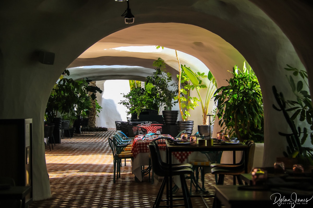 The covered dining terrace at the Dreams Jardin Tropical Resort & Spa, Tenerife