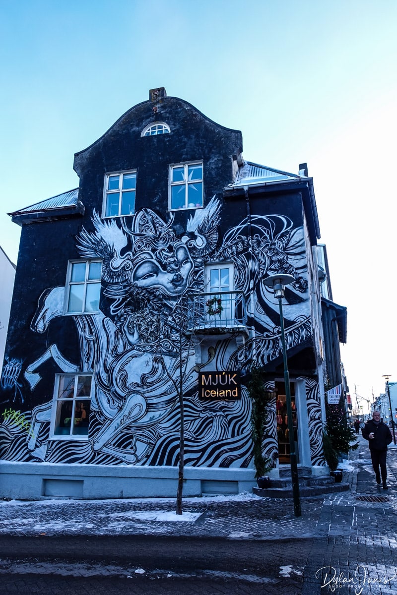Viking mural on Laugavegur Street
