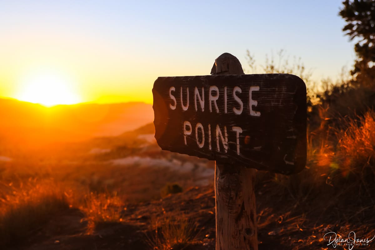 Sunrise Point sign at Bryce Canyon