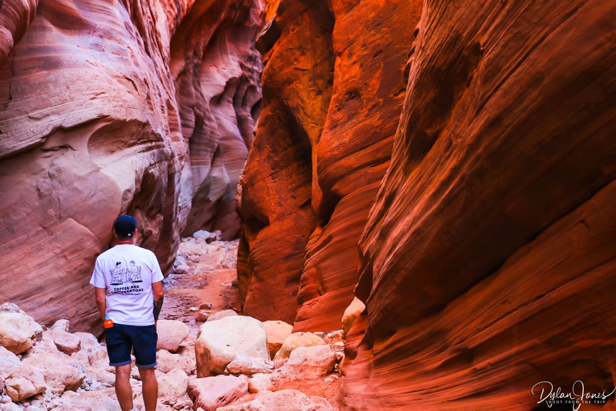 Admiring the stunning Buckskin Gulch slot canyon