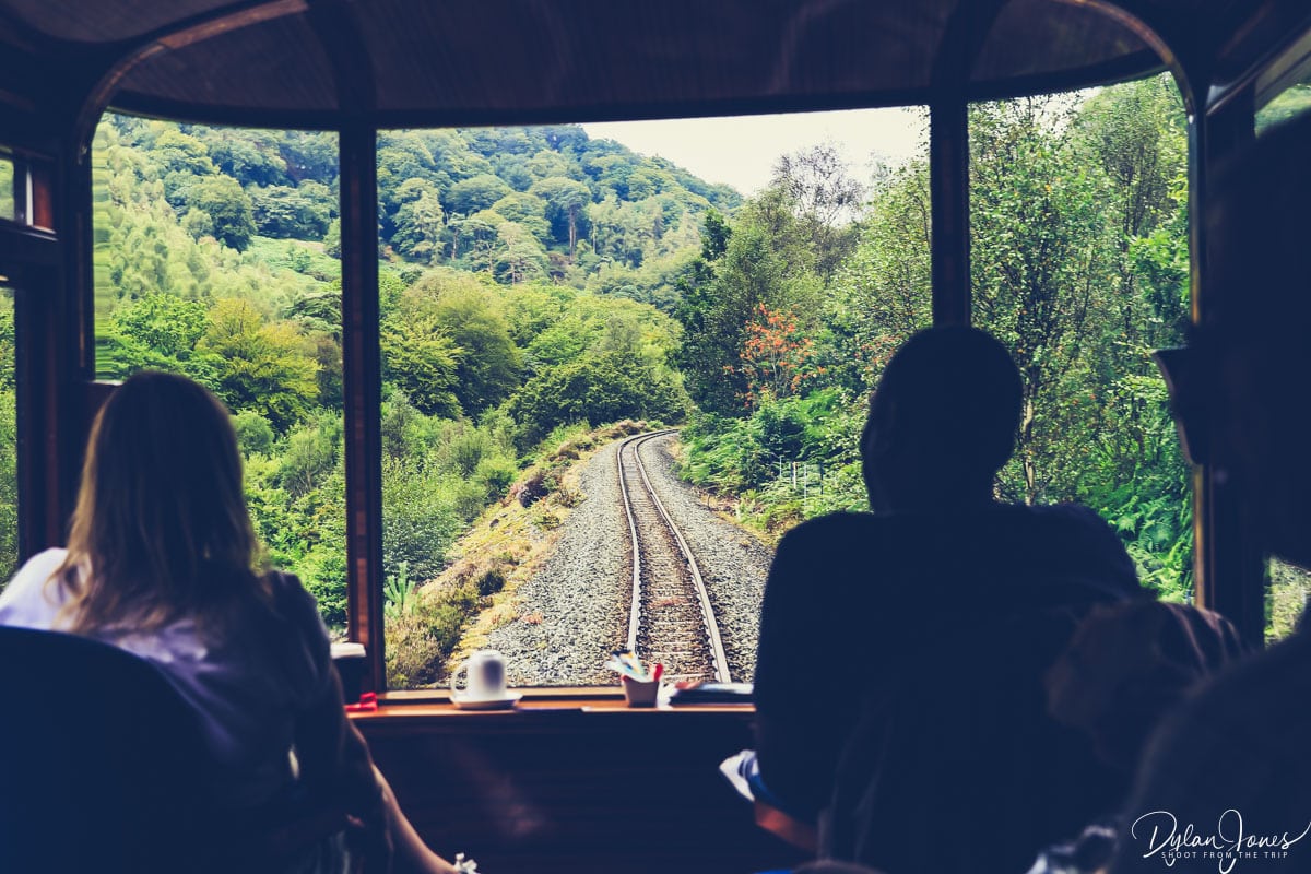 A Welsh Highland Railway train from Caernarfon to Porthmadog