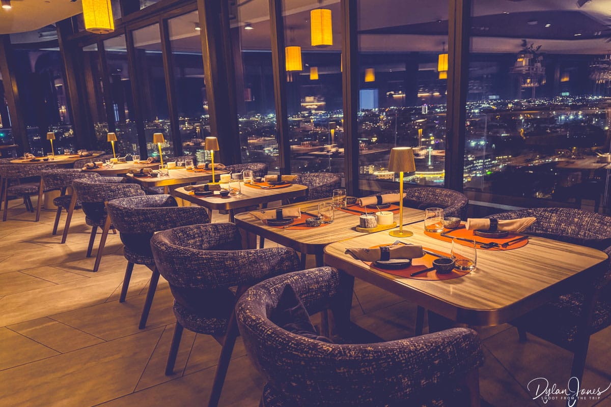 Dining area at Radio Rooftop Bar