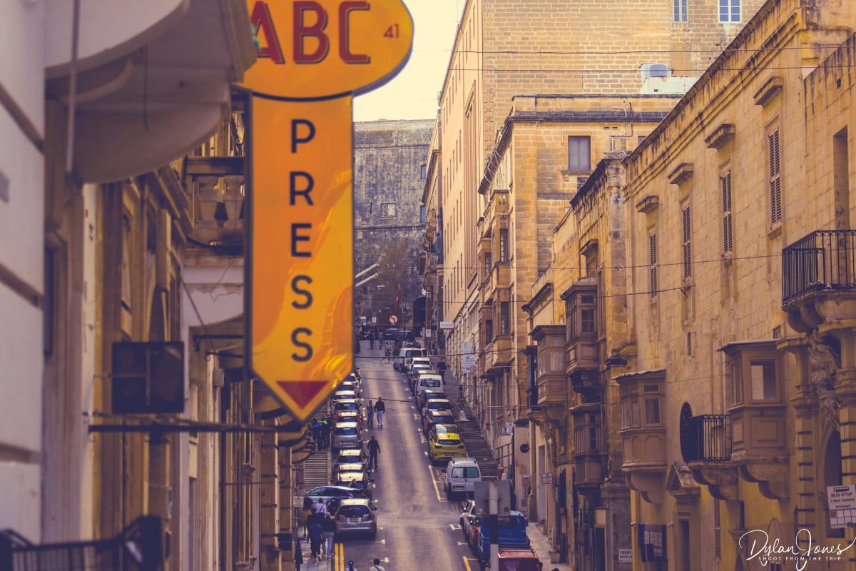 The steep streets of Valletta